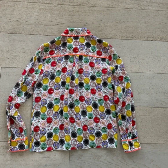 Alice + Olivia Willa “Dinner Party” Print Silk Blouse S - Picture 7 of 10